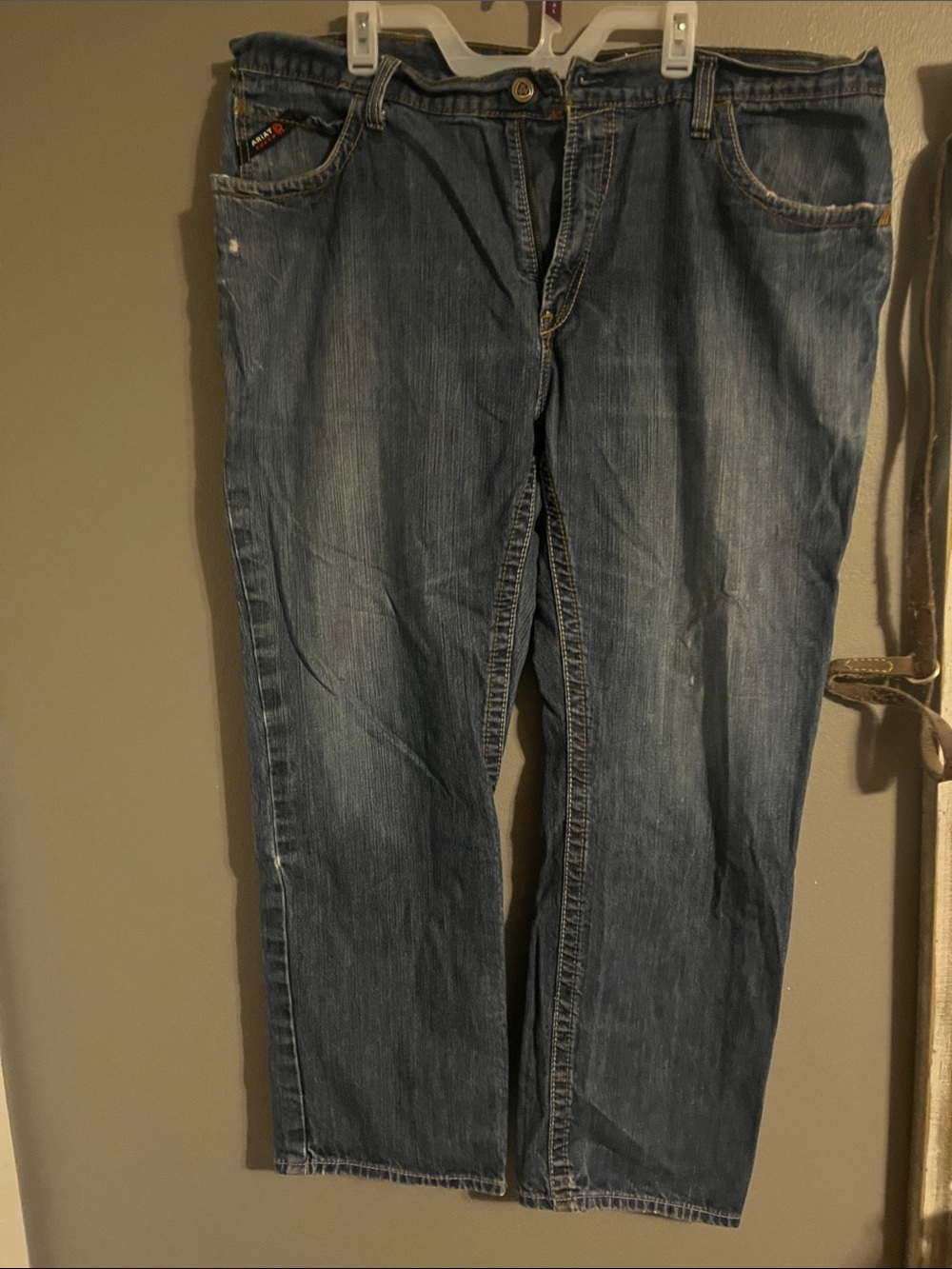 Ariat FR Men's Straight-Leg Faded Blue Denim Jeans
